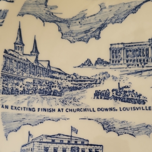 Rare *Vernon Kilns Blue and White Kentucky Scenic Plate - Picture 4 of 5